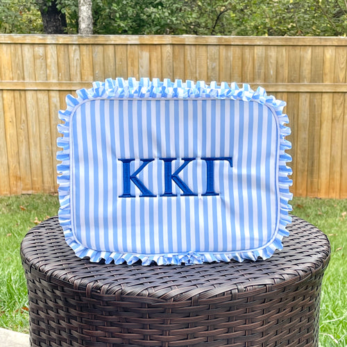 Kappa Blue Stripe Ruffle Cosmetic Bag