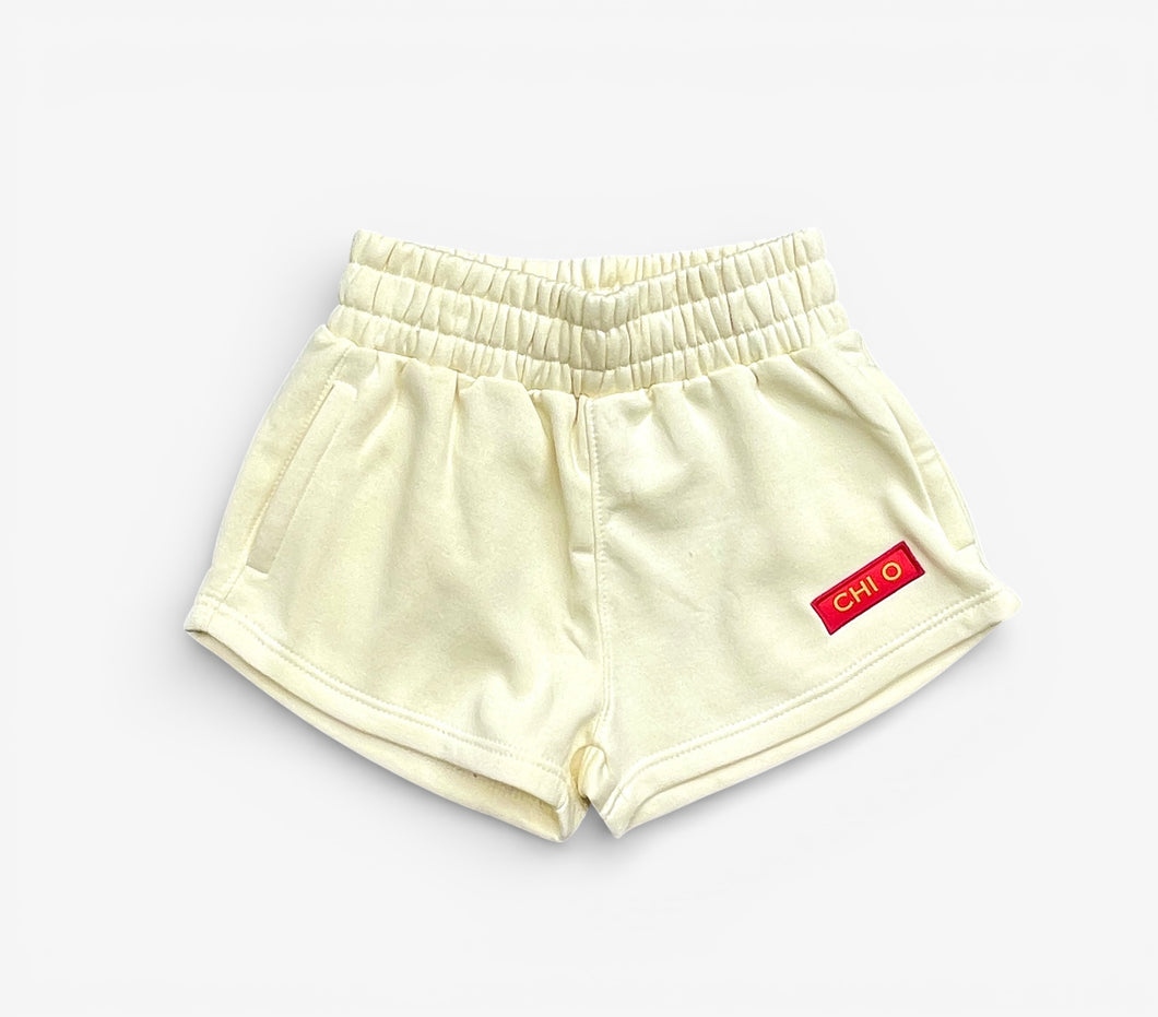 Chi Omega Patch Yellow Shorts