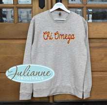 Chi Omega Script Grey Sweatshirt