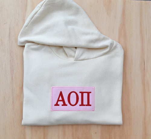 Alpha Omicron Pi Patch Hooded Sweatshirt