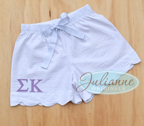 Sigma Kappa White Seersucker Pj Shorts
