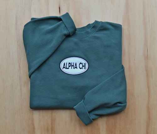 Alpha Chi Omega Green Patch Sweatshirt