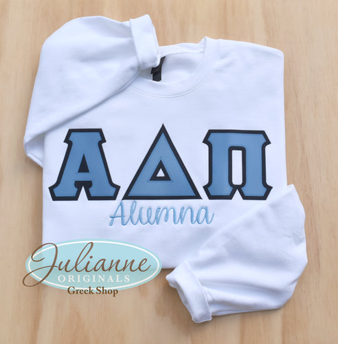 Alpha Delta Pi Alumna White Letter Sweatshirt