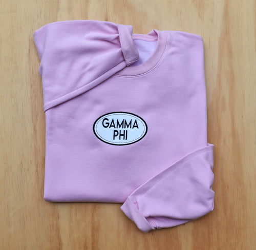 Gamma Phi Beta Oval Patch Pink Sweatshirt