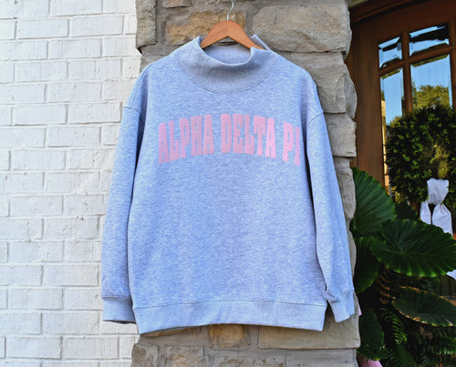 Alpha Delta Pi Pink Letter Mock Neck Sweatshirt