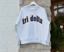 Tri Delta Lowercase Raw Edge Mock Neck Sweatshirt