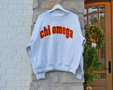 Chi Omega Lowercase Raw Edge Mock Neck Sweatshirt