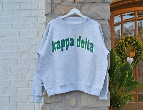 Kappa Delta Lowercase Raw Edge Mock Neck Sweatshirt