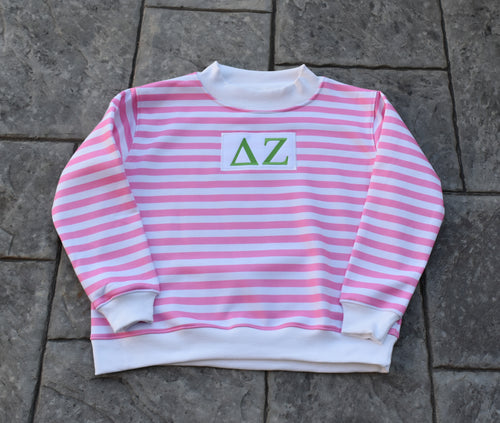 Delta Zeta Pink Stripe Mock Neck Sweatshirt