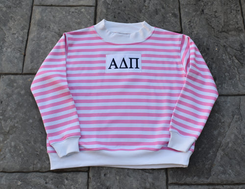 Alpha Delta Pi Pink Stripe Mock Neck Sweatshirt