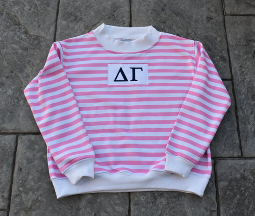New! Delta Gamma Pink Stripe Mockneck