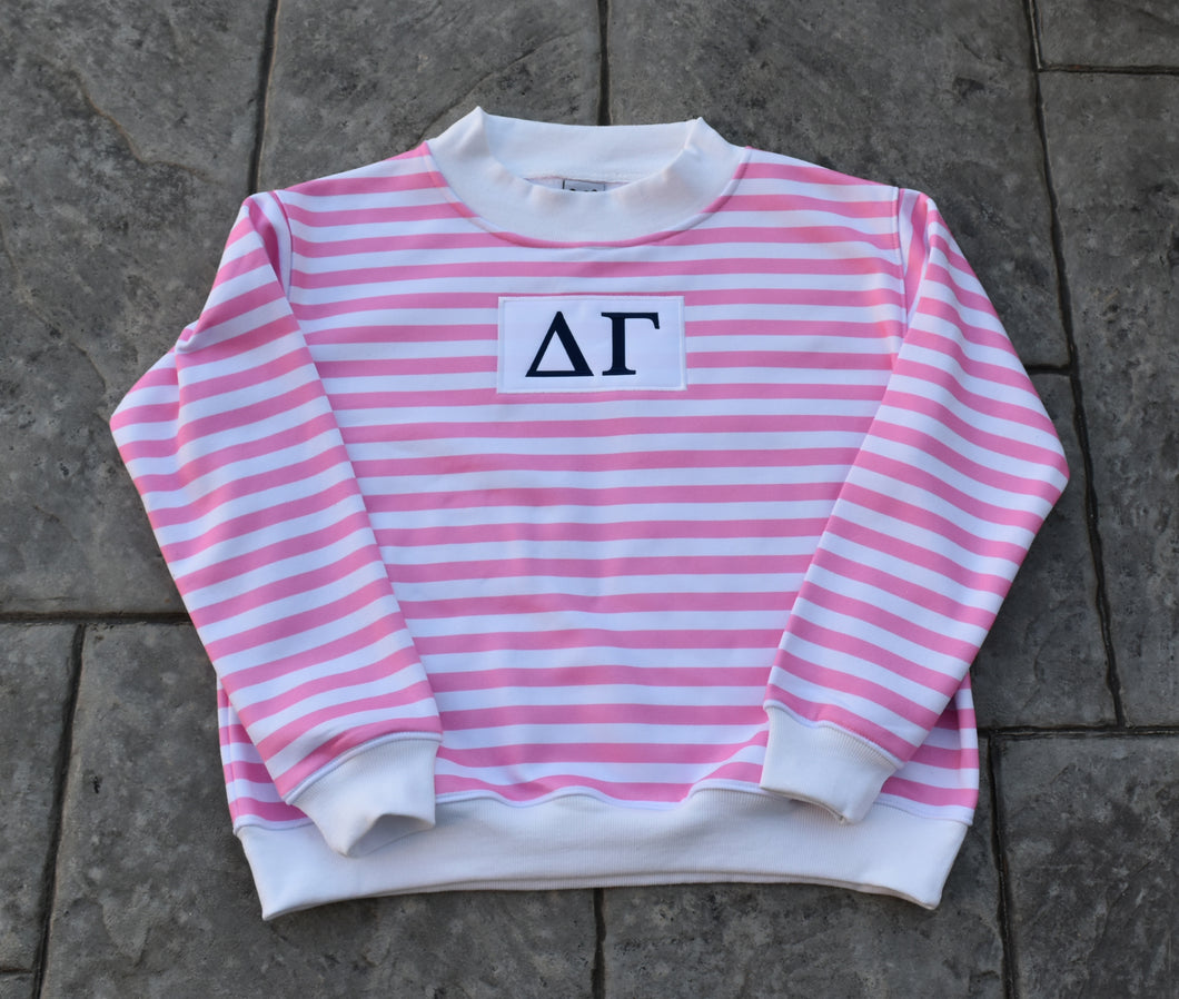 New! Delta Gamma Pink Stripe Mockneck