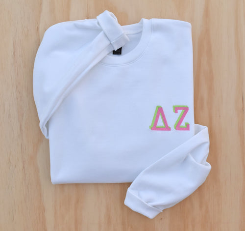 Delta Zeta DZ Chest White Sweatshirt