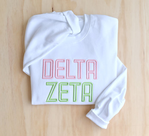 Delta Zeta 3D Puff Print White Sweatshirt