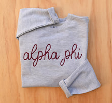 Alpha Phi Chain Stitch Grey Sweatshirt