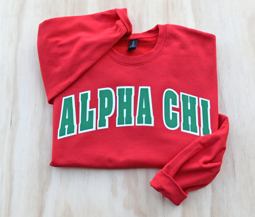 Alpha Chi Omega Red Arched Logo Sweatshirt