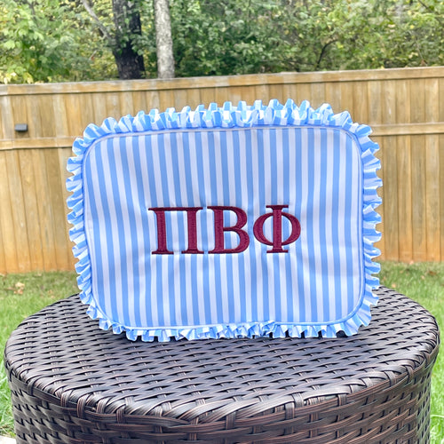Pi Beta Phi Blue Ruffle Cosmetic bag