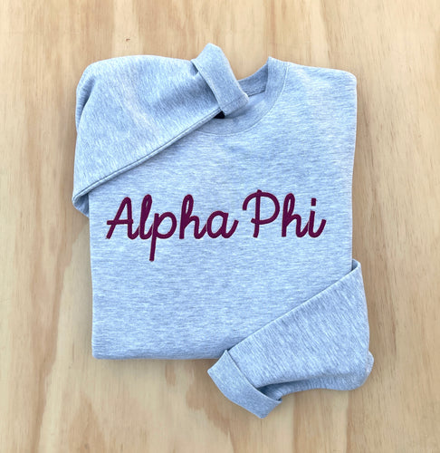 Alpha Phi  Pink Maroon Grey Sweatshirt