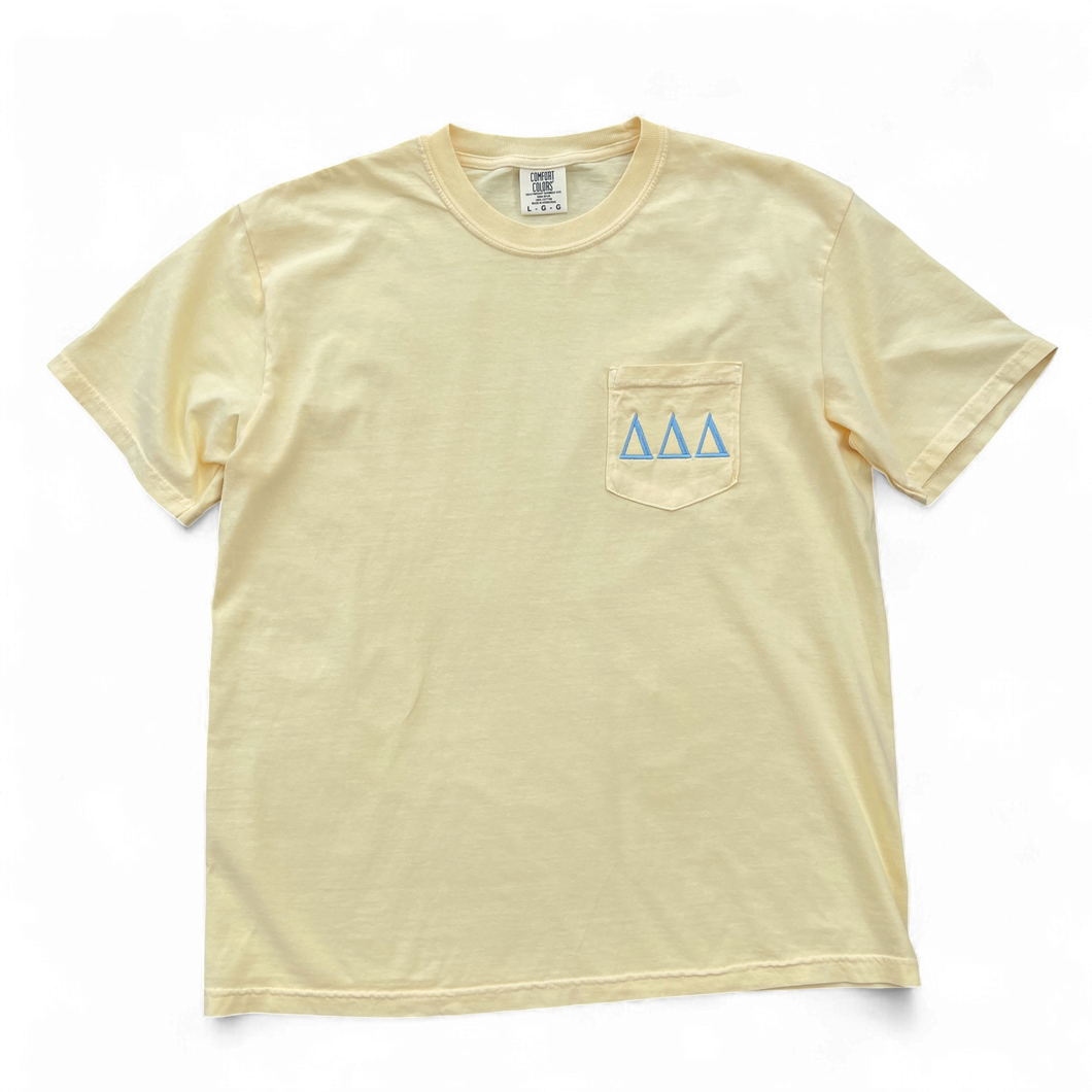 Delta Delta Delta Yellow Pocket Tee