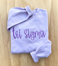 Tri Sigma Lavender Script Sweatshirt