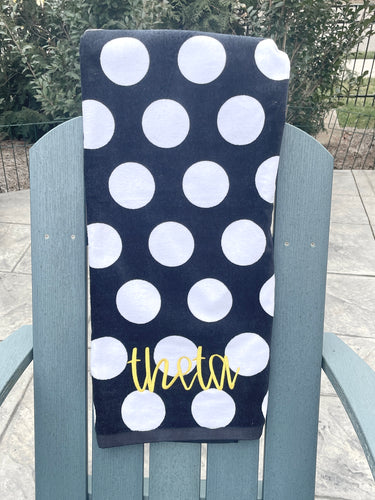 Theta Beach Towel - Black Dot