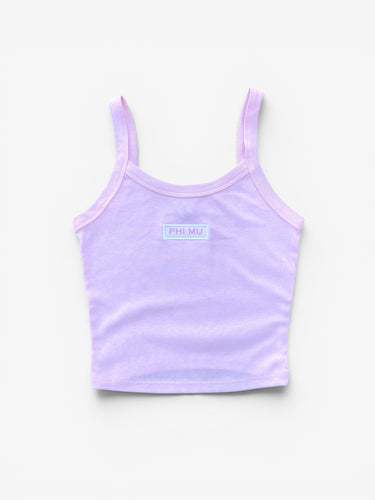 Phi Mu Patch Crop Pink Tank