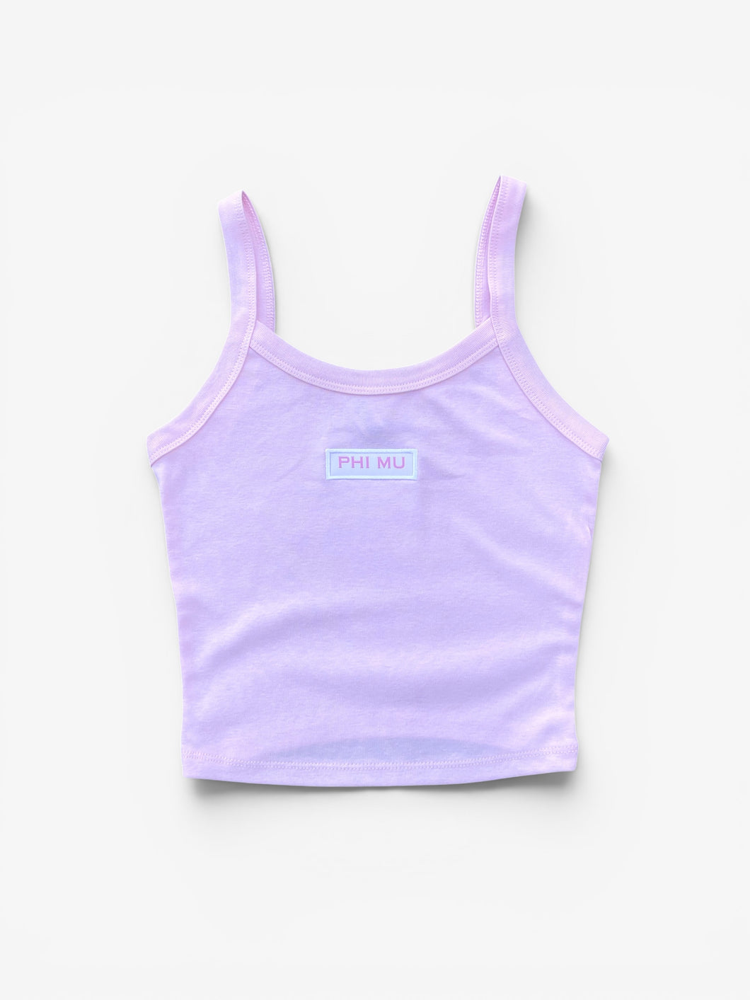 Phi Mu Patch Crop Pink Tank