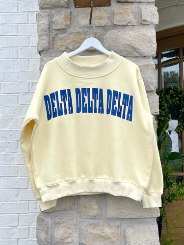 Delta Delta Delta Yellow Mock Neck Sweatshirt