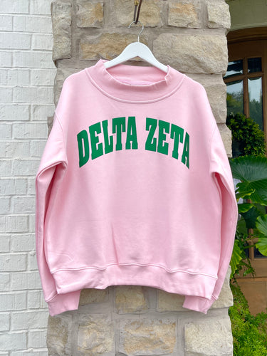 Delta Zeta Pink Mock Neck Sweatshirt