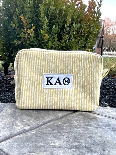 Theta Patch Yellow Stripe Cosmetic Bag