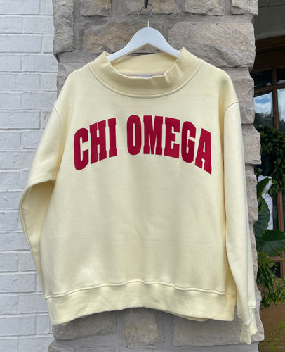 Chi Omega Yellow Mock Neck Sweatshirt