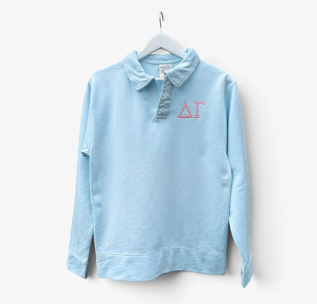 Delta Gamma Polo Collared Blue Sweatshirt