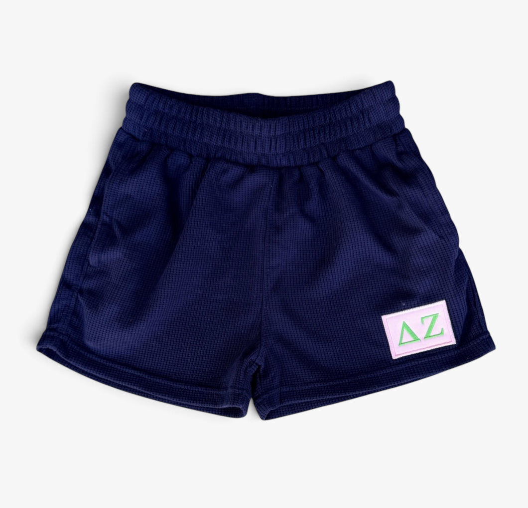 Delta Zeta Navy Waffle Shorts