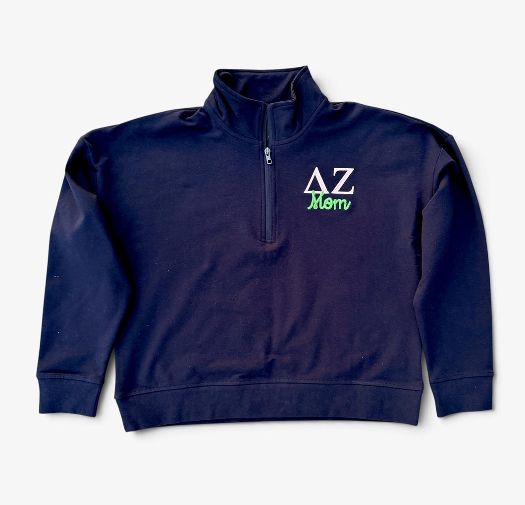 Delta Zeta Mom Navy 1/2 Zip Sweatshirt