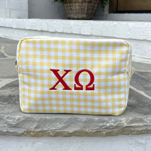 Chi Omega Gingham Cosmetic Bag - WHOLESALE