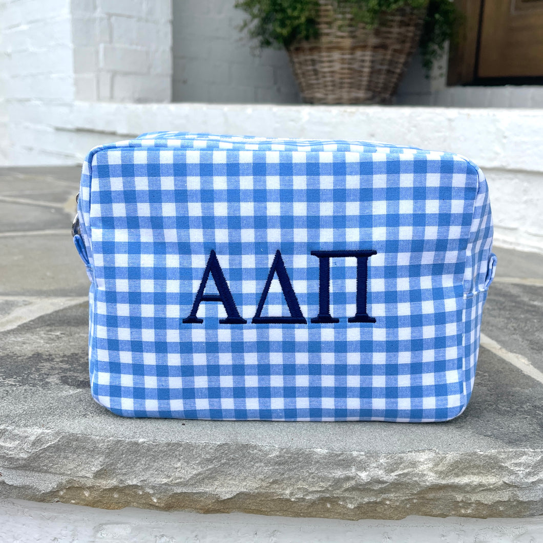 Alpha Delta Pi Gingham Cosmetic Bag - WHOLESALE