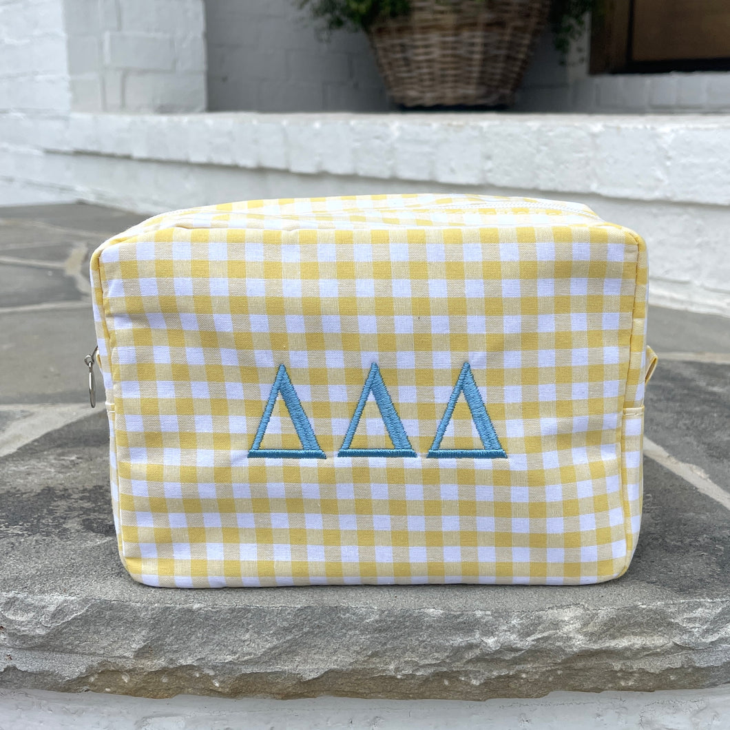 Delta Delta Delta Gingham Cosmetic Bag - WHOLESALE