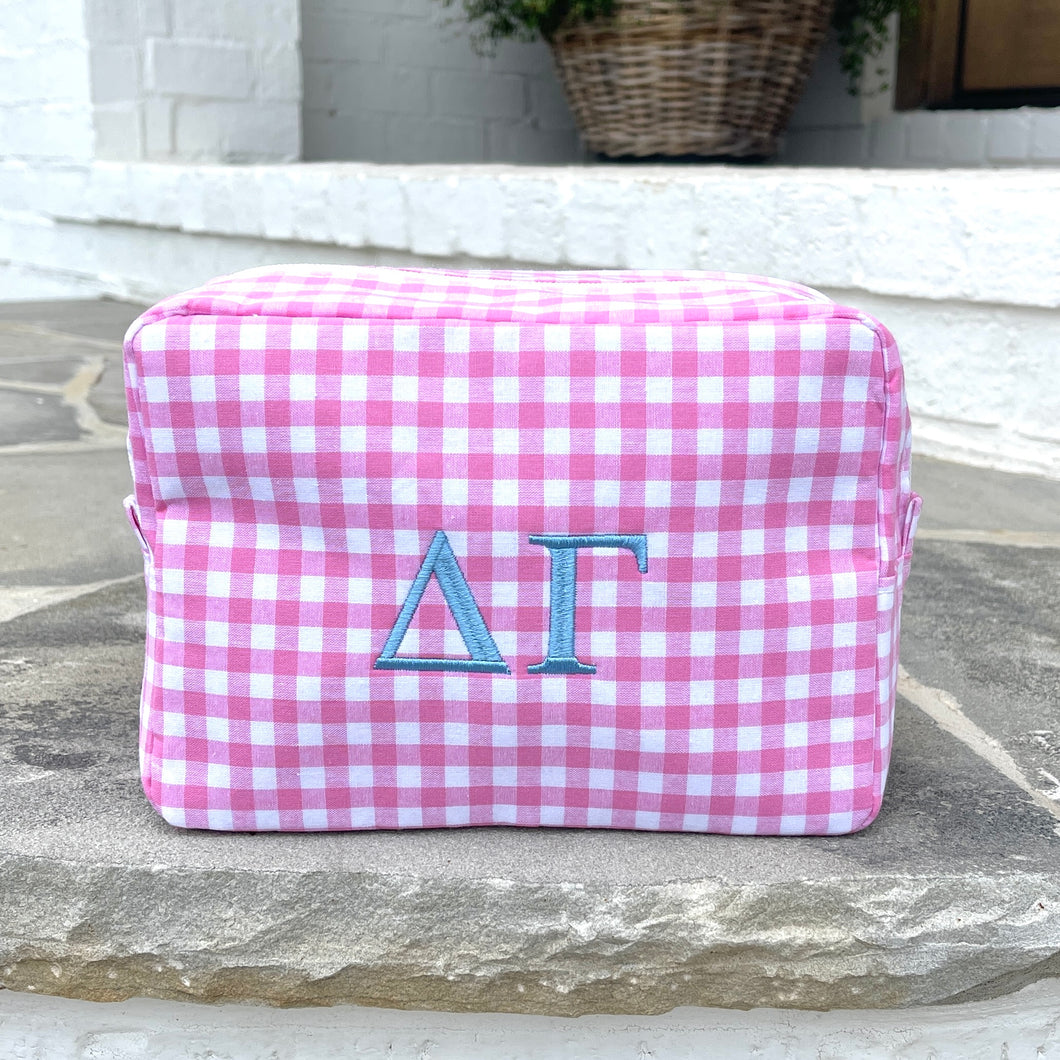 Delta Gamma Gingham Cosmetic Bag - WHOLESALE