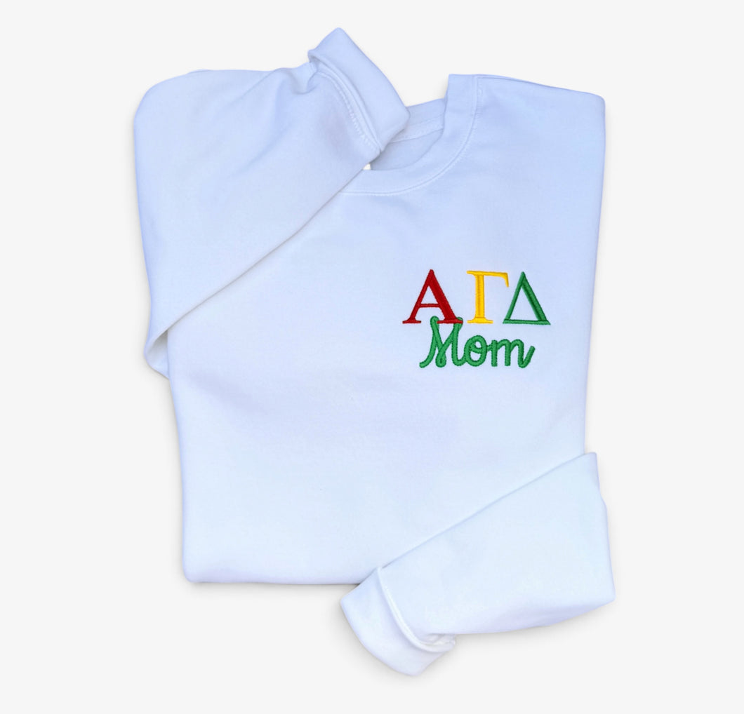 Alpha Gamma Delta Mom White Sweatshirt
