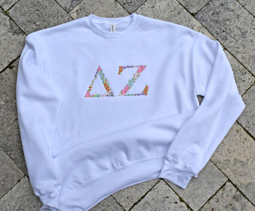Delta Zeta Delicate Floral White Sweatshirt