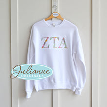 Zeta Tau Alpha Floral Letter White Sweatshirt