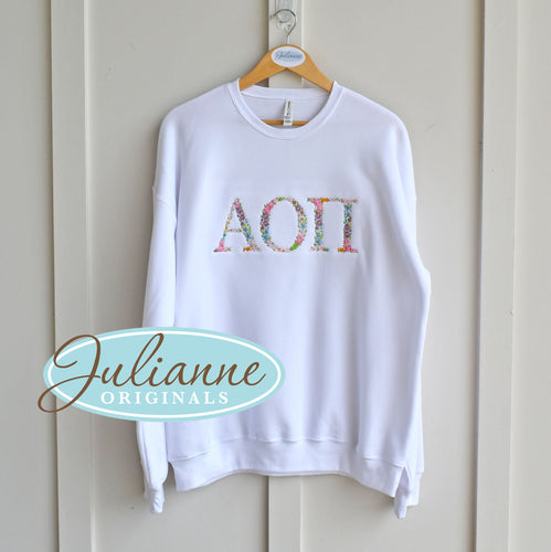 Alpha Omicron Pi Floral White Sweatshirt