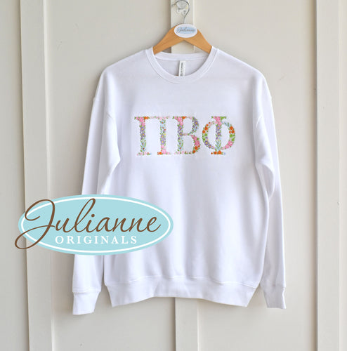 Pi Beta Phi Floral Letter White Sweatshirt