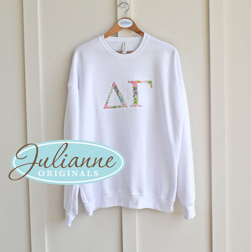Delta Gamma Floral Letter White Sweatshirt