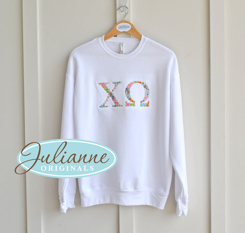 Chi Omega Floral White Sweatshirt