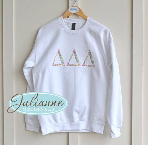 Delta Delta Delta Floral Letter White Sweatshirt