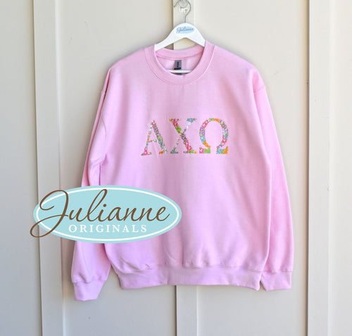Alpha Chi Omega Floral Letter Pink Sweatshirt