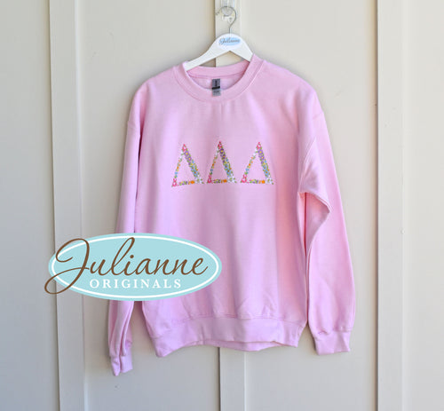 Delta Delta Delta Floral Letter Pink Sweatshirt